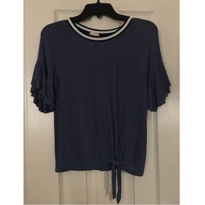 Caution To The Wind Ruffled Sleeve Top